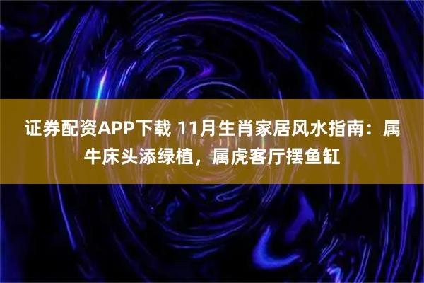 证券配资APP下载 11月生肖家居风水指南：属牛床头添绿植，属虎客厅摆鱼缸